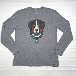 Wild Tribute St Bernard Dog Breckenridge Colorado Gray L/S T-Shirt Adult Large